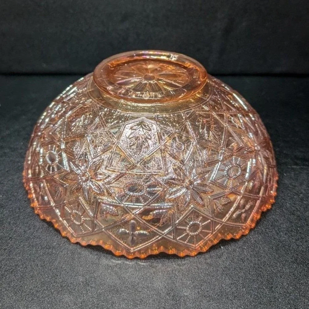 Imperial Hattie Marigold Carnival Glass Bowl, Glassware, Iridescent Centerpiece‎